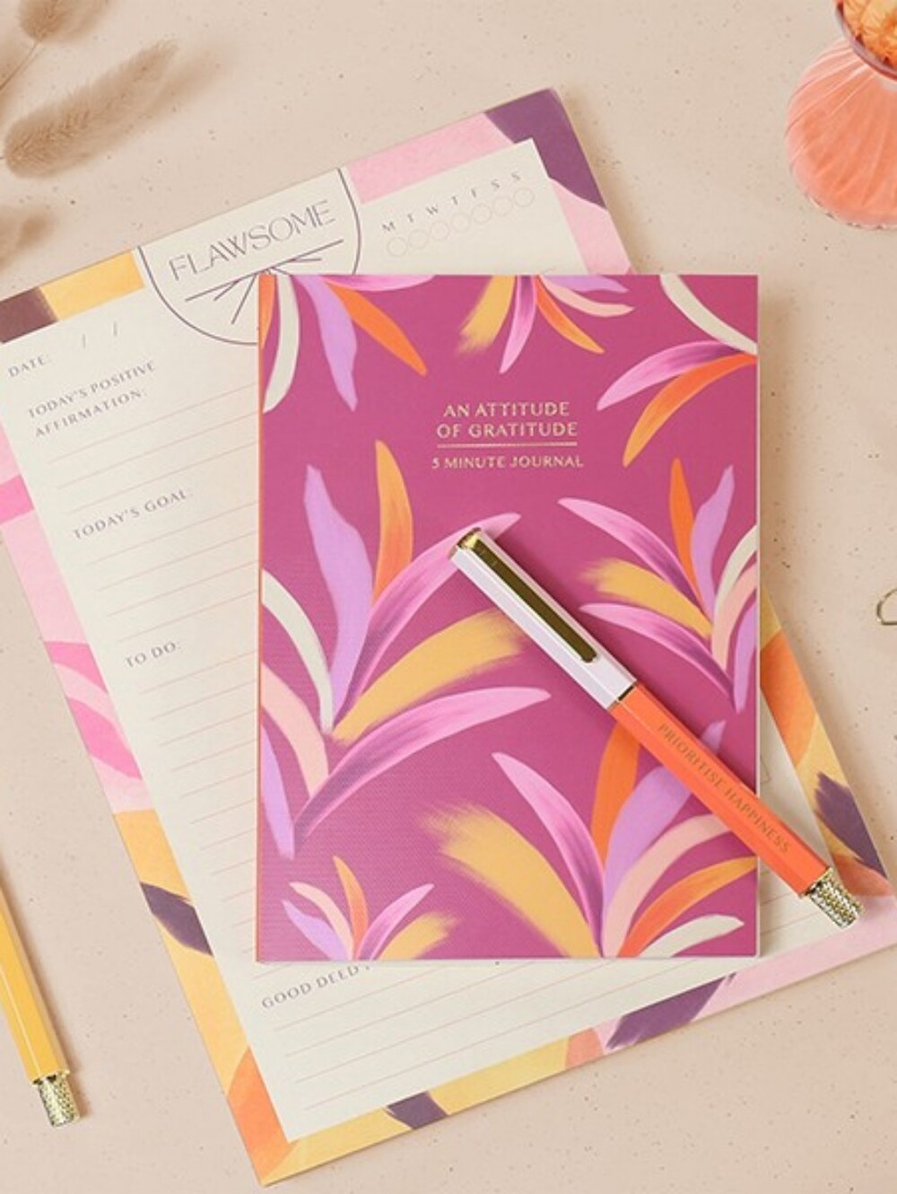NIB Flawsome 5 Minutes to Myself Gratitude Journal & Prompt Card Set CC